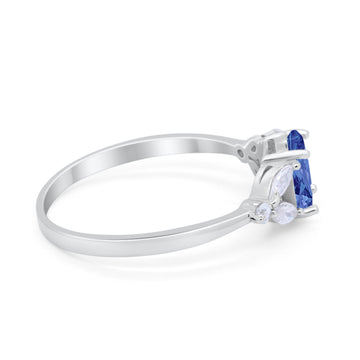 Oval Art Deco Engagement Ring Simulated Tanzanite CZ 925 Sterling Silver
